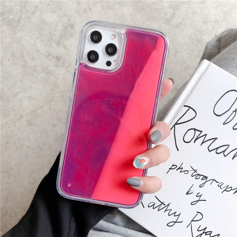 LUMINOUS PHONE CASE WITH GLITTER NEON SAND BACK COVER