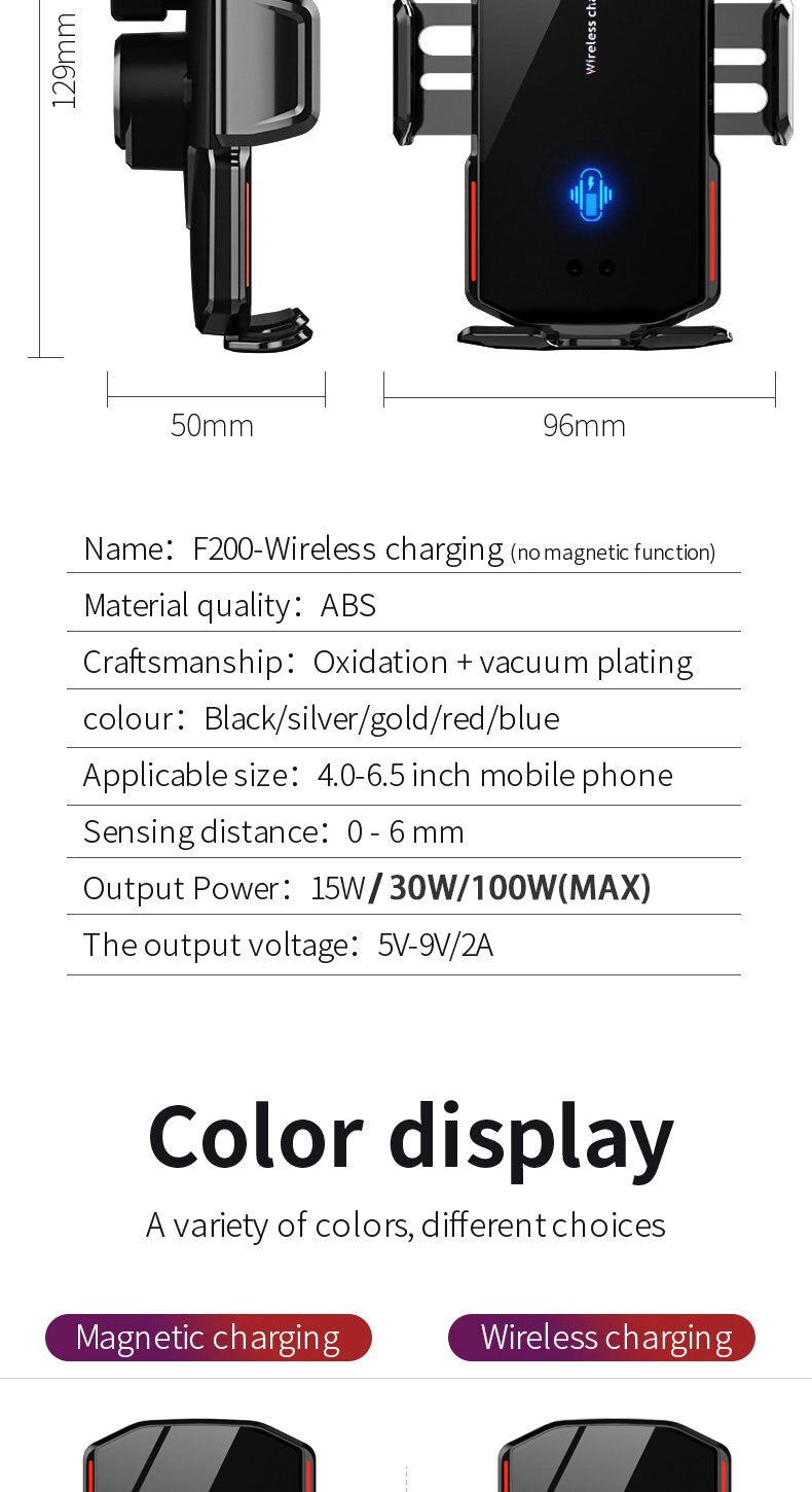 WIRELESS CAR CHARGER HOLDER WITH MAGNETIC AUTOMATIC CLAMP