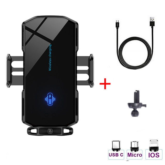 WIRELESS CAR CHARGER HOLDER WITH MAGNETIC AUTOMATIC CLAMP