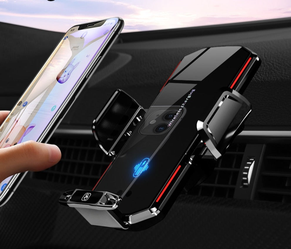 WIRELESS CAR CHARGER HOLDER WITH MAGNETIC AUTOMATIC CLAMP