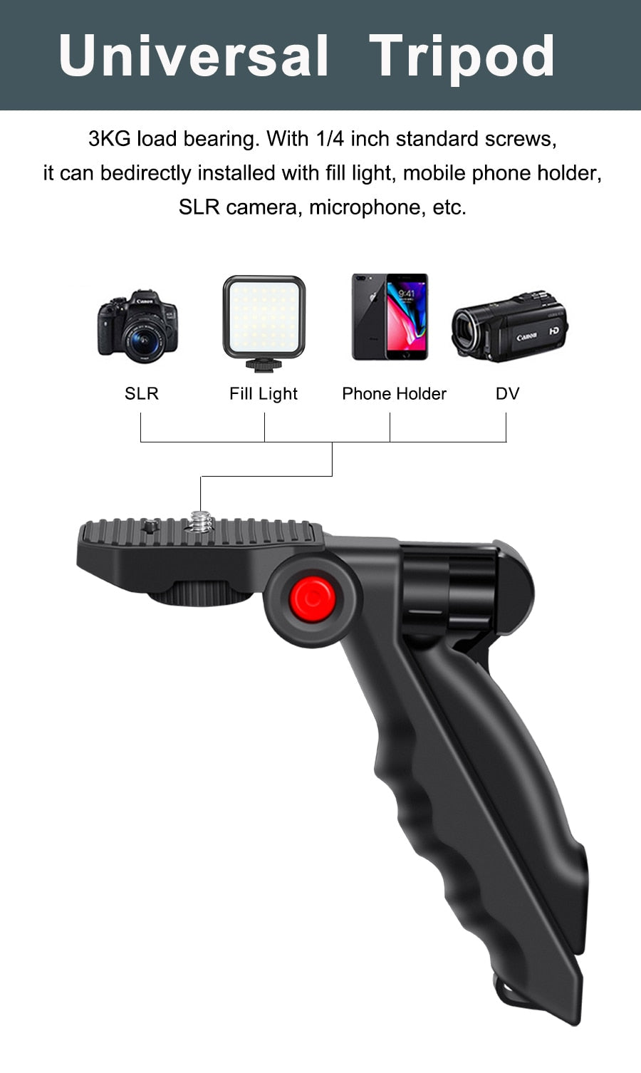 PHONE VLOGGING KIT WITH TRIPOD, REMOTE, LED LIGHT AND MICROPHONE