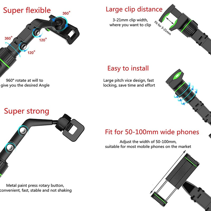 MIRROR HANGING PHONE HOLDER WITH 360 ROTATION