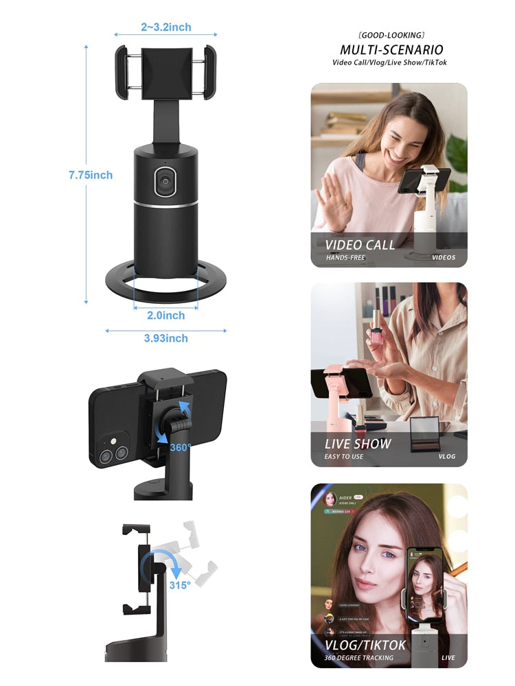 T8 AUTO TRACKING PHONE HOLDER WITH TRACKING TRIPOD