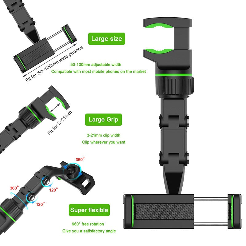 MIRROR HANGING PHONE HOLDER WITH 360 ROTATION